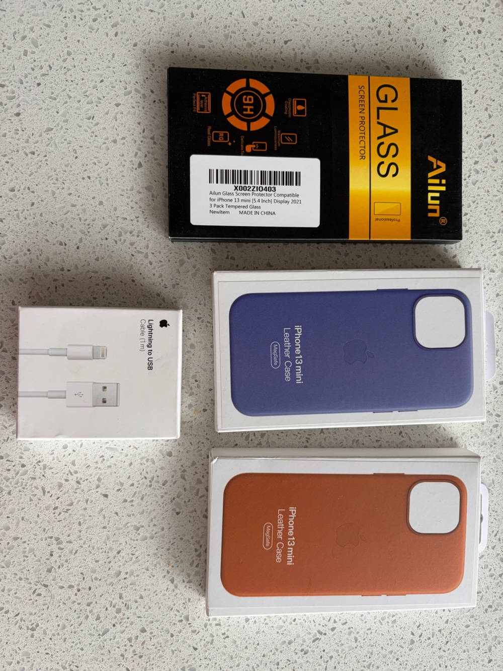 Apple iPhone 13 Mini Leather Cases + charging cord and screen protector